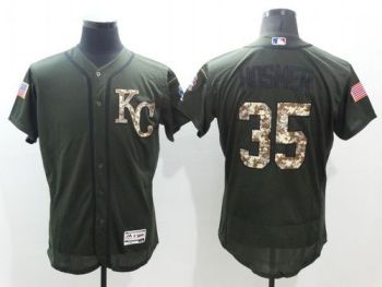 Mens Kansas City Royals #35 Eric Hosmer Green Stitched 2016 Flexbase Authentic Salute To Service Baseball Jersey