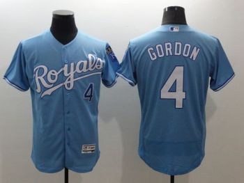 Mens Kansas City Royals #4 Alex Gordon Light Blue Stitched 2016 Flexbase Authentic Baseball Jersey