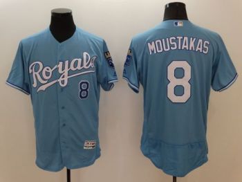 Mens Kansas City Royals #8 Mike Moustakas Light Blue Stitched 2016 Flexbase Authentic Baseball Jersey Mens Kansas City Royals #8 Mike Moustakas Light Blue Stitched 2016 Flexbase Authentic Baseball Jersey
