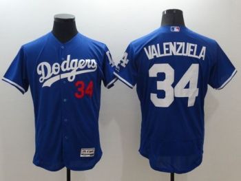 Mens Los Angeles Dodgers #34 Fernando Valenzuela Royal Blue Stitched 2016 Flexbase Authentic Baseball Jersey