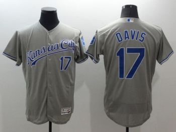 Mens Kansas City Royals #17 Wade Davis Grey Stitched 2016 Flexbase Authentic Baseball Jersey