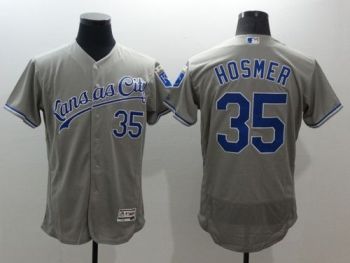 Mens Kansas City Royals #35 Eric Hosmer Grey Stitched 2016 Flexbase Authentic Baseball Jersey