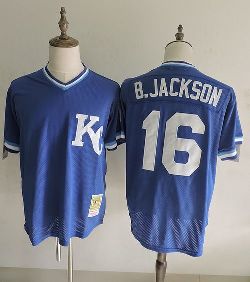 Mitchell & Ness Kansas City Royals #16 Bo Jackson Royal Mens 1989 Authentic Cooperstown Collection Batting Mesh Practice Stitched Jersey