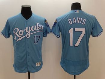 Mens Kansas City Royals #17 Wade Davis Light Blue Stitched 2016 Flexbase Authentic Baseball Jersey