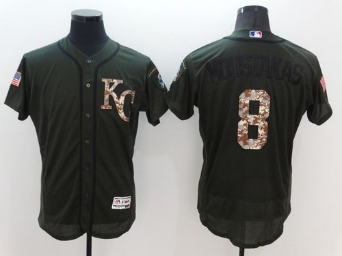 Mens Kansas City Royals #8 Mike Moustakas Green Stitched 2016 Flexbase Authentic Salute To Service Baseball Jersey