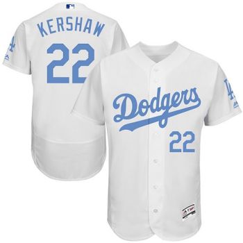 Mens Los Angeles Dodgers #22 Clayton Kershaw Majestic Gray Fashion 2016 Father's Day Flexbase Stitched MLB Baseball Jersey