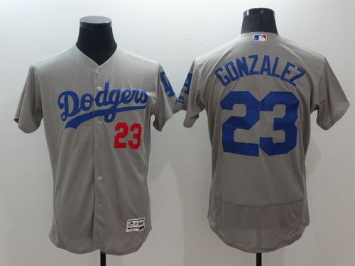 Mens Los Angeles Dodgers #23 Adrian Gonzalez Gray Stitched 2016 Flexbase Authentic Baseball Jersey