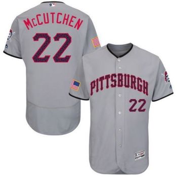 #22 Mens Pittsburgh Pirates Andrew McCutchen Majestic Gray Fashion Stars & Stripes Flexbase Baseball Jersey