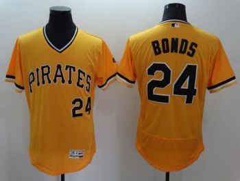 Mens Pittsburgh Pirates #24 Barry Bonds Gold Flexbase Authentic Collection Cooperstown Baseball Jersey