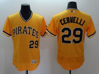 Mens Pittsburgh Pirates #29 Francisco Cervelli Majestic Gold Flexbase Authentic Collection Cooperstown Baseball Jersey