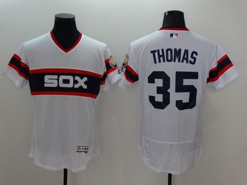 Mens Chicago White Sox #35 Frank Thomas White Stitched 2016 Flexbase Authentic Pullover Baseball Jersey