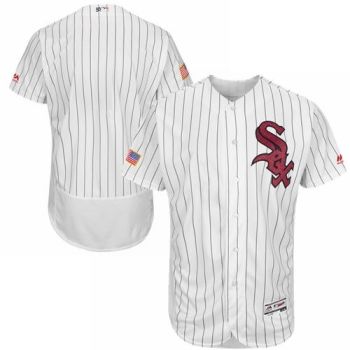 Mens Chicago White Sox Blank Majestic White Fashion Stars & Stripes Flexbase Baseball Jersey