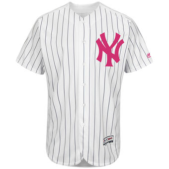 Men's New York Yankees Blank White Home 2016 Mother's Day Flex Base Team Jersey