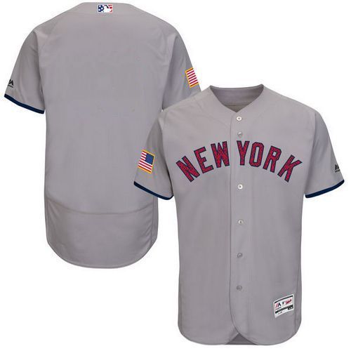 Mens New York Yankees Blank Majestic Gray Fashion Stars & Stripes Flexbase Player Baseball Jersey