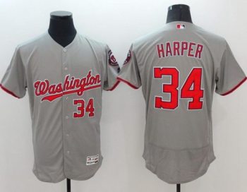 Washington Nationals #34 Bryce Harper Grey Flexbase Authentic Collection Stitched Baseball Jersey Washington Nationals #34 Bryce Harper Grey Flexbase Authentic Collection Stitched Baseball Jersey