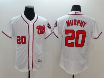 Mens Washington Nationals #20 Daniel Murphy White Stitched 2016 Flexbase Authentic Baseball Jersey