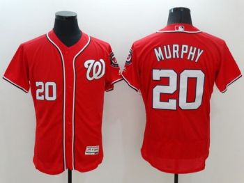 Mens Washington Nationals #20 Daniel Murphy Red Stitched 2016 Flexbase Authentic Baseball Jersey