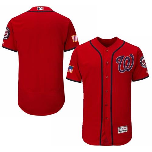 Mens Washington Nationals Blank Majestic Scarlet Fashion Stars & Stripes Flexbase Baseball Jersey