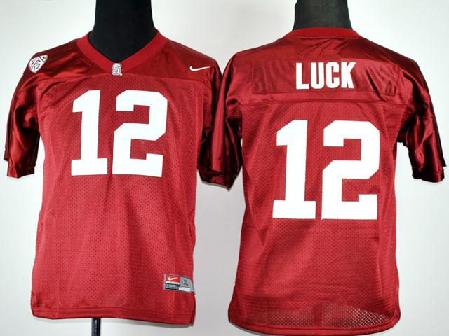 Kids Stanford Cardinal 12# Andrew Luck Red College Football NCAA Jerseys