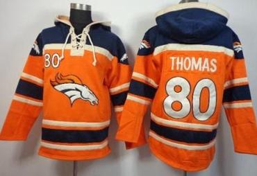 Denver Broncos #80 Julius Thomas Orange Sawyer Hooded Sweatshirt NFL Hoodie