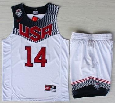 2014 USA Dream Team #14 Anthony Davis White Basketball Jersey Suits