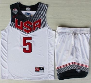 2014 USA Dream Team #5 Kevin Durant White Basketball Jersey Suits
