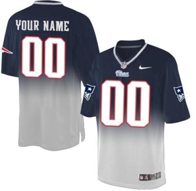 Nike New England Patriots Customized Navy Blue Grey Men's Stitched Fadeaway Fashion Elite NFL Jerseys