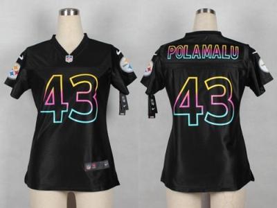 Women Nike Pittsburgh Steelers 43 Troy Polamalu Black Fashion Game NFL Jersey