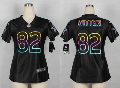 Women Nike Dallas Cowboys 82 Jason Witten Black Fashion Game NFL Jersey