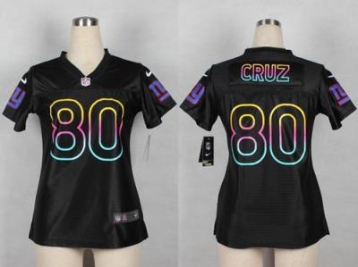 Women Nike New York Giants 80 Victor Cruz Black Fashion Game NFL Jersey