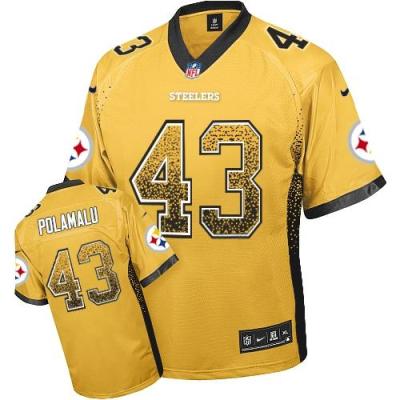 Kids Nike Pittsburgh Steelers 43 Troy Polamalu Gold Drift Fashion Elite NFL Jerseys