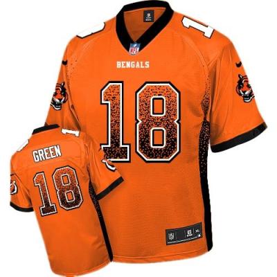 Kids Nike Cincinnati Bengals #18 A.J. Green Orange Stitched Elite Drift Fashion NFL Jersey