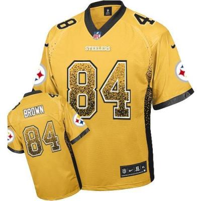 Kids Nike Pittsburgh Steelers 84 Antonio Brown Gold Drift Fashion Elite NFL Jerseys