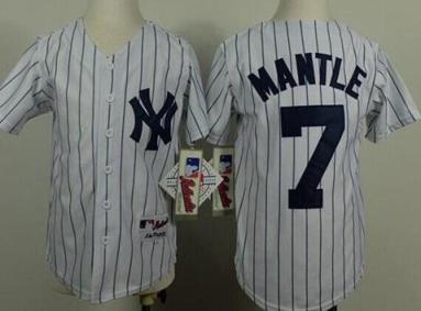 Kids New York Yankees #7 Mickey Mantle White Stitched Baseball Jersey