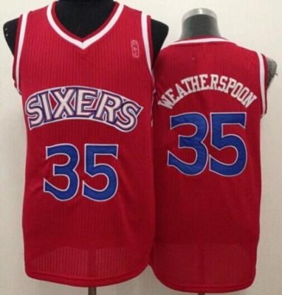 Philadelphia 76ers #35 Clarence Weatherspoon Red Throwback Stitched NBA Jersey