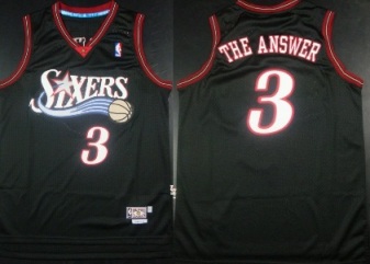 Philadelphia 76ers #3 Allen Iverson Black Throwback The Answer Stitched NBA Jerseys
