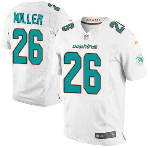 Nike Miami Dolphins #26 Lamar Miller White Men's Stitched NFL Elite Jersey New
