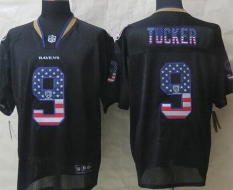 Nike Baltimore Ravens 9 Justin Tucker Black USA Flag Fashion Stitched Elite NFL Jerseys