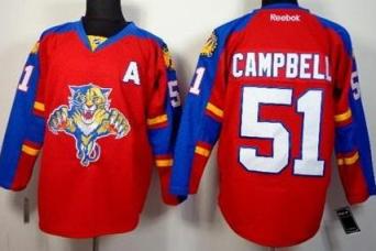Florida Panthers #51 Brian Campbell Red Home Stitched NHL Jersey