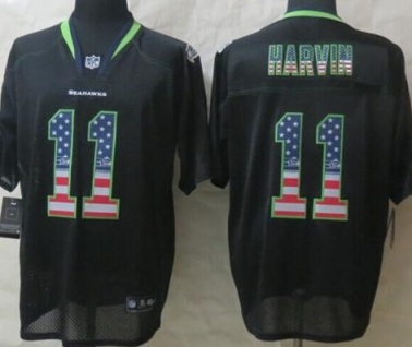 Nike Seattle Seahawks 11 Percy Harvin Black USA Flag Fashion Stitched Elite NFL Jerseys