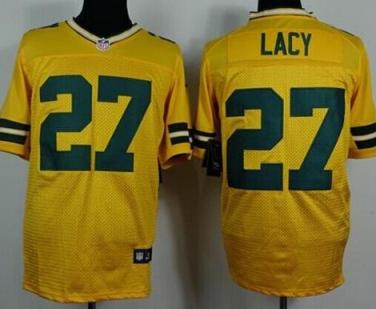 Nike Green Bay Packers 27 Eddie Lacy Yellow Elite NFL Jerseys