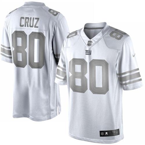 Nike New York Giants 80 Victor Cruz White Men's Stitched Platinum Limited NFL Jersey