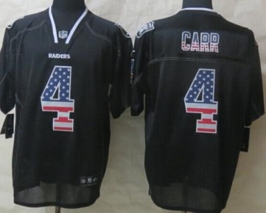 Nike Oakland Raiders 4 Derek Carr Black USA Flag Fashion Stitched Elite NFL Jerseys