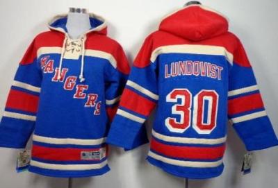 Kids New York Rangers 30 Henrik Lundqvist Blue Stitched NHL Sawyer Hooded Sweatshirt Jersey