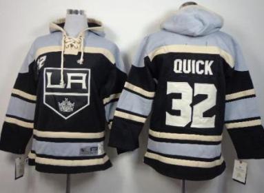 Kids Los Angeles Kings 32 Jonathan Quick Black Stitched NHL Sawyer Hooded Sweatshirt Jersey