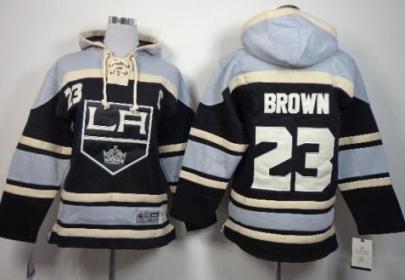 Kids Los Angeles Kings 23 Dustin Brown Black Stitched NHL Sawyer Hooded Sweatshirt Jersey
