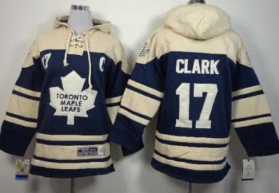 Kids Toronto Maple Leafs 17 Wendel Clark Blue Stitched NHL Sawyer Hooded Sweatshirt Jersey