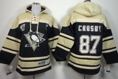 Kids Pittsburgh Penguins 87 Sidney Crosby Black Stitched NHL Sawyer Hooded Sweatshirt Jersey