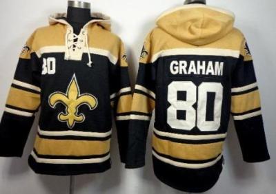 New Orleans Saints 80 Jimmy Graham Black Stitched NHL Sawyer Hooded Sweatshirt Jersey