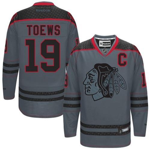 Chicago Blackhawks #19 Jonathan Toews Charcoal Cross Check Fashion Stitched NHL Jersey